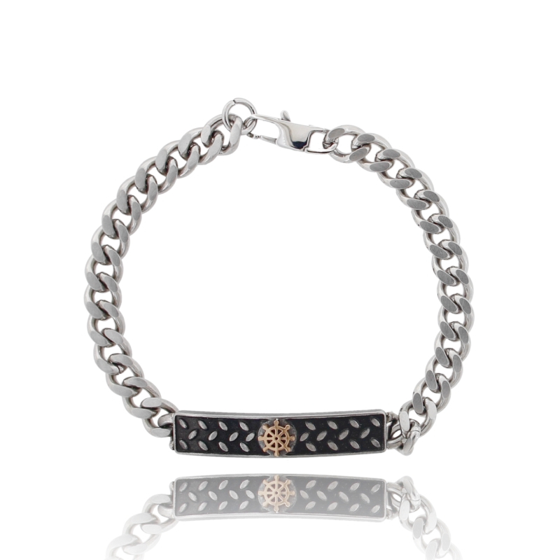 BRACCIALE GRUMETTA CON TARGA IN ACCIAIO CM 21