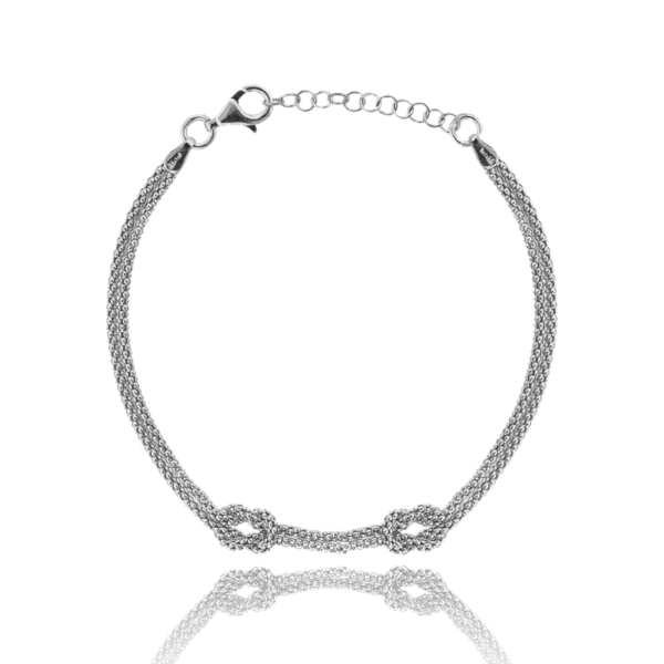 BRACCIALE POP CORN A 2 FILI CON NODO E SFERE IN ARGENTO TIT 925 CM 17-19