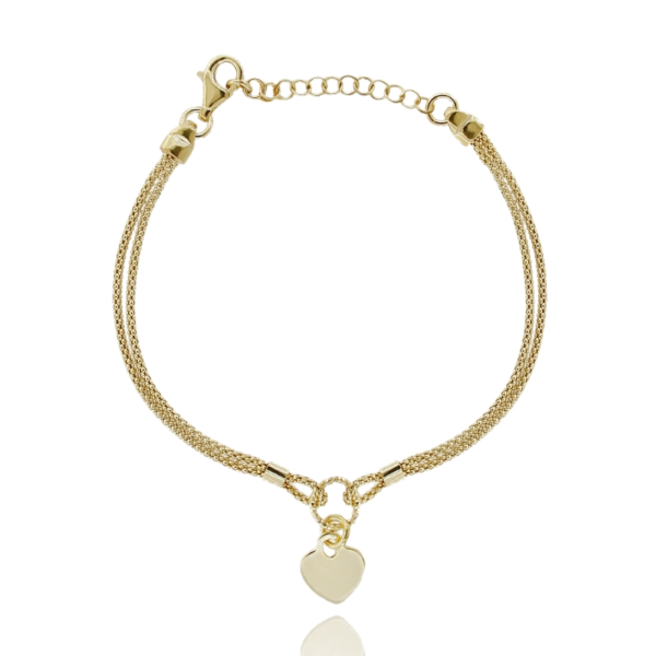 BRACCIALE POP CORN CON CUORI PENDENTI IN ARGENTO TIT 925 CM 17-20
