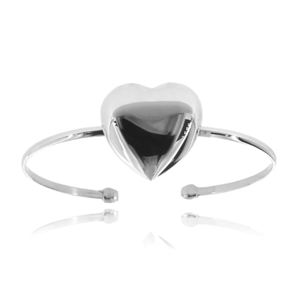 BRACCIALE RIGIDO CON CUORE ELETTROFORMATO IN ARGENTO TIT 925 