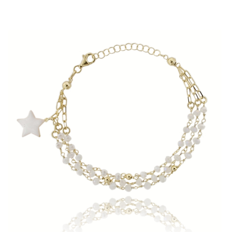 BRACCIALE CON PIETRE E STELLA SMALTATA IN ARGENTO TIT 925 CM 17-19