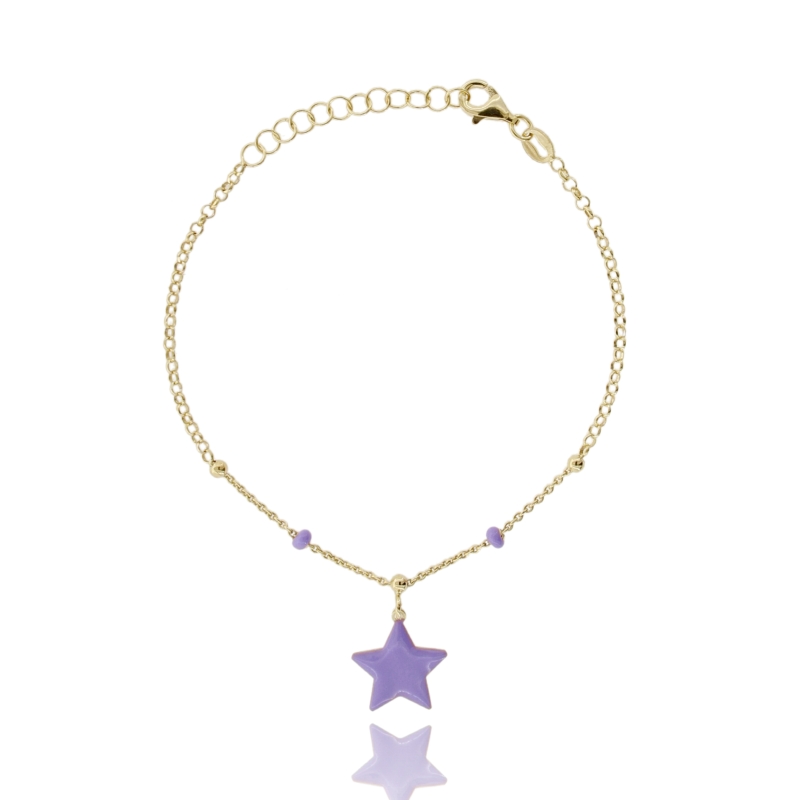 BRACCIALE CON STELLA E SFERE SMALTATE IN ARGENTO DORATO TIT 925 CM 17-19