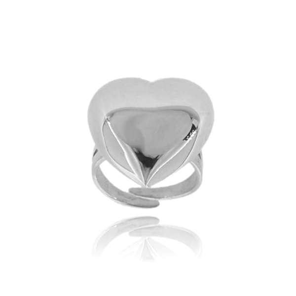 ANELLO CON CUORE ELETTROFORMATO IN ARGENTO TIT 925 MISURA REGOLABILE