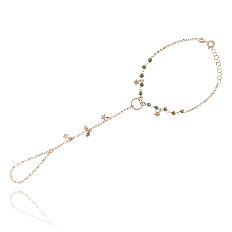 BRACCIALE BACIAMANO CON STELLE, SFERE E PIETRE IN ARGENTO ROSATO TIT 925