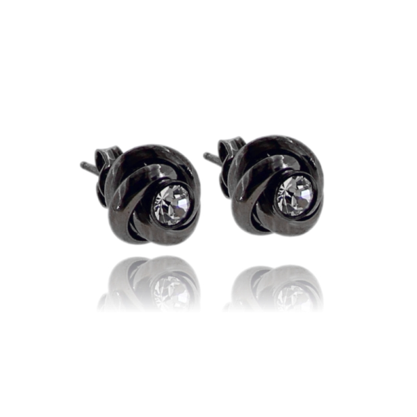 ORECCHINI FIORE IN ARGENTO PLACCATO RUTENIO TIT 925 E STRASS