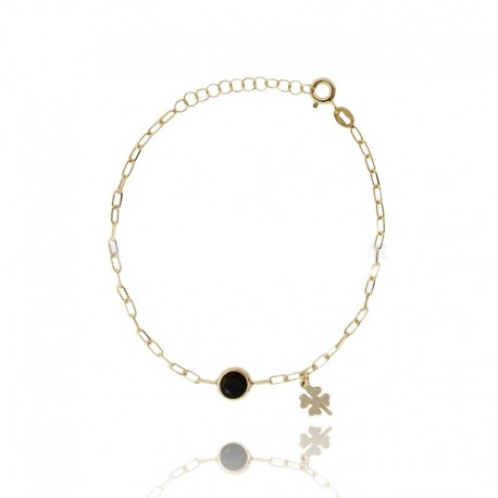 BRACCIALE FORZATINA CON SOLITARIO DI ZIRCONE E QUADRIFOGLIO IN ARGENTO TIT 925 CM 17-19