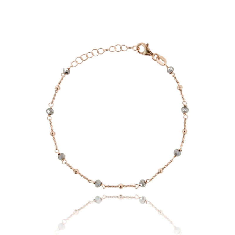 BRACCIALE ROLO CON PIETRE E SFERE ALTERNATE IN ARGENTOTIT 925 CM 17-19