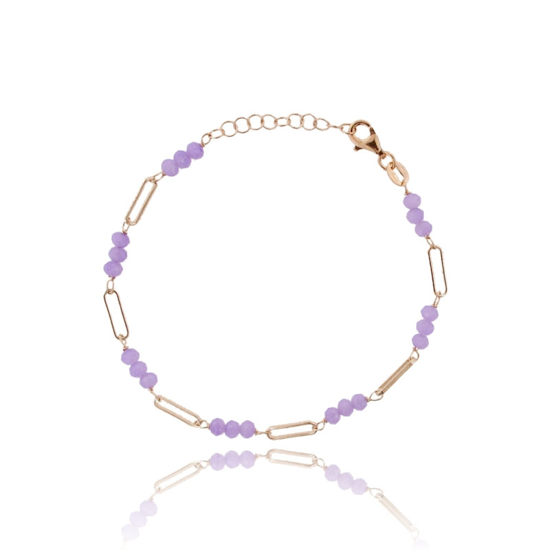 BRACCIALE CON PIETRE ALTERNATE IN ARGENTO ROSATO TIT 925 CM 17-19
