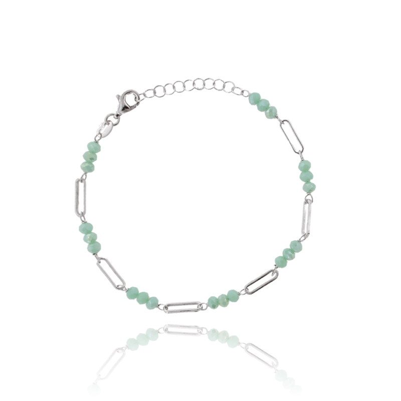 BRACCIALE CON PIETRE ALTERNATE IN ARGENTO RODIATO TIT 925 CM 17-19