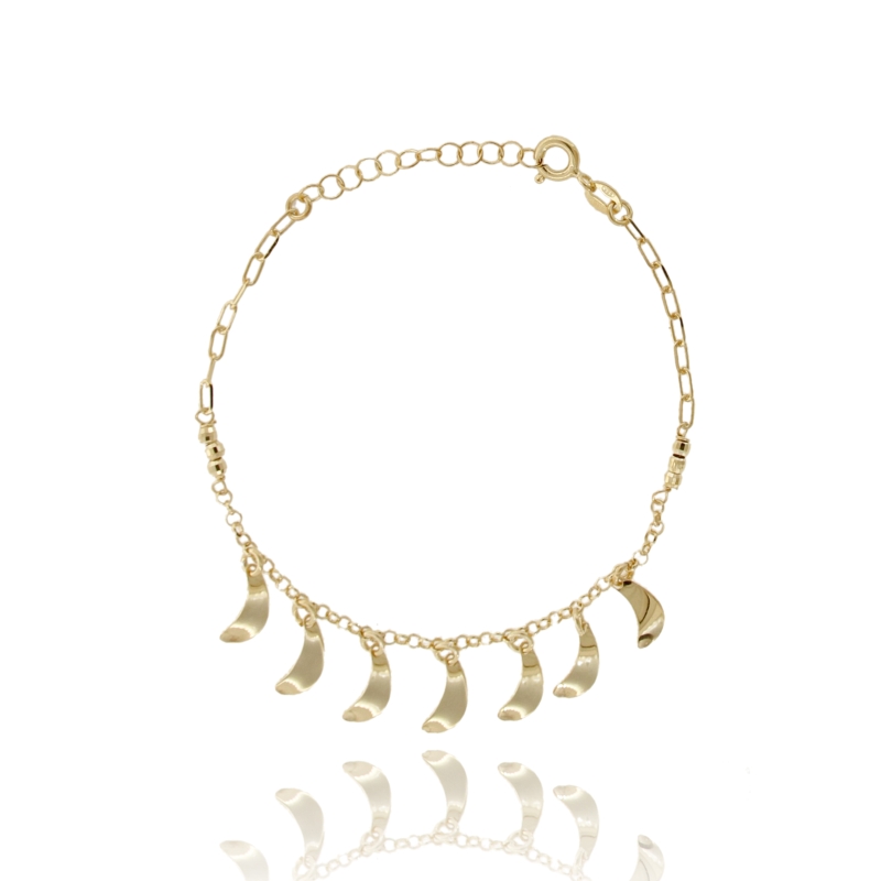 BRACCIALE CON CON VIRGOLETTE PENDENTI IN ARGENTO DORATO TIT 925 CM 17-19
