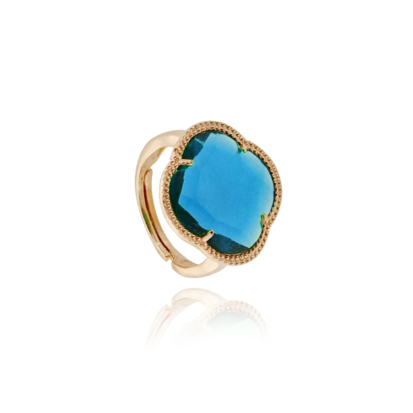ANELLO REGOLABILE FIORE IN ARGENTO TIT 925 E PIETRA IDROTERMALE 