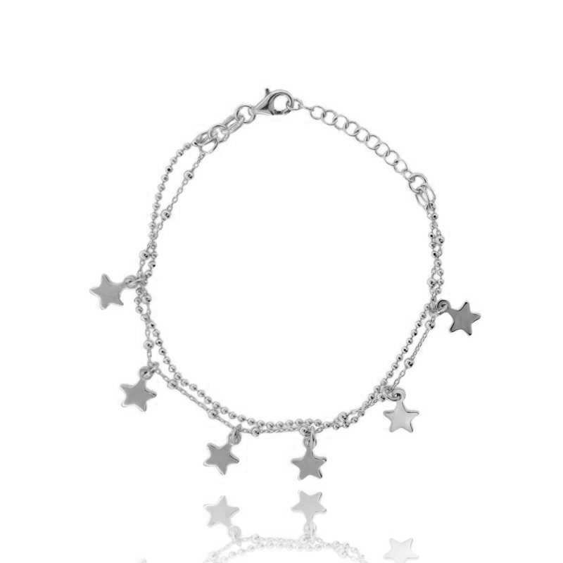 BRACCIALE CON SFERE A 2 FILI CON STELLE IN ARGENTO TIT 925 CM 16-19
