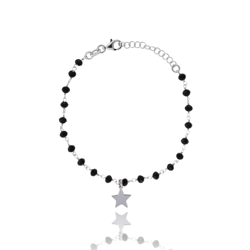 BRACCIALE PIETRE E STELLA IN ARGENTO TIT 925 CM 16 ESTENSIBILE A 19