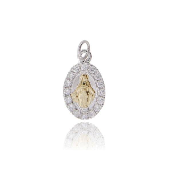 CIONDOLO MADONNA MIRACOLOSA MM 14X9 IN ARGENTO TIT 925 E ZIRCONI