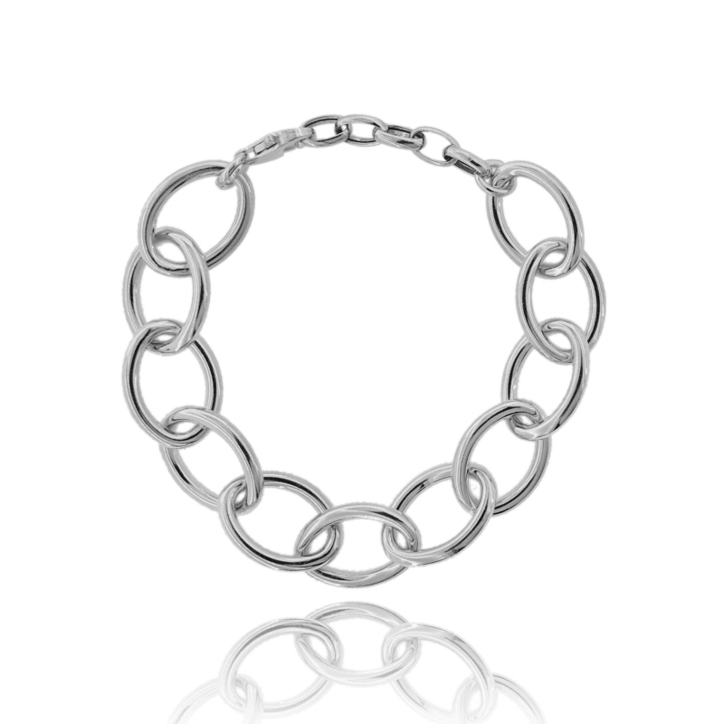 BRACCIALE FORZATINA VUOTO MM 20X14 IN ARGENTO RODIATO TIT 925 CM 16-19