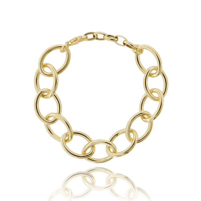 BRACCIALE FORZATINA VUOTO MM 20X14 IN ARGENTO DORATO TIT 925 CM 16-19