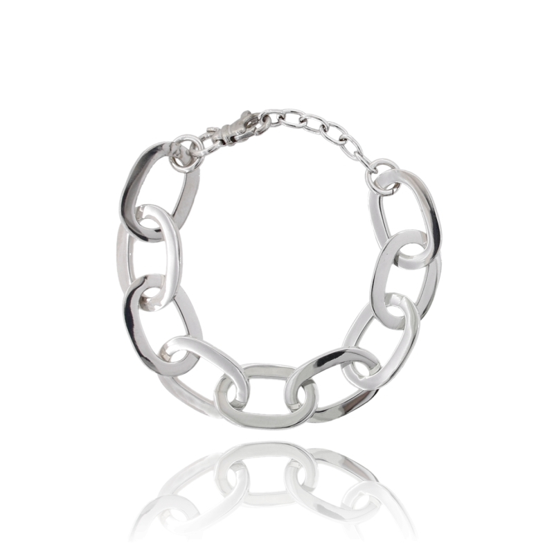 BRACCIALE FORZATINA VUOTO MM 20X14 IN ARGENTO RODIATO TIT 925 CM 16-19