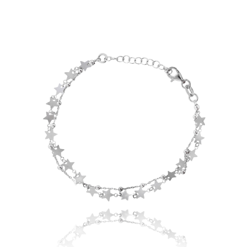BRACCIALE FORZATINA CON STELLE PENDENTI IN ARGENTO RODIATO TIT 925 CM 16-19