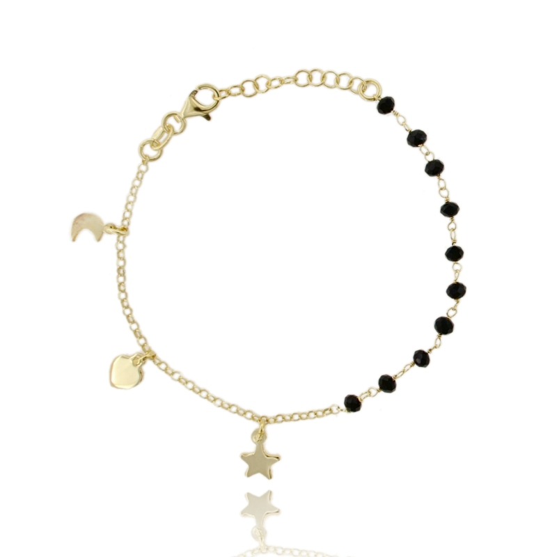 BRACCIALE PIETRE CON CHARMS IN ARGENTO TIT 925 CM 16 ESTENSIBILE A 19