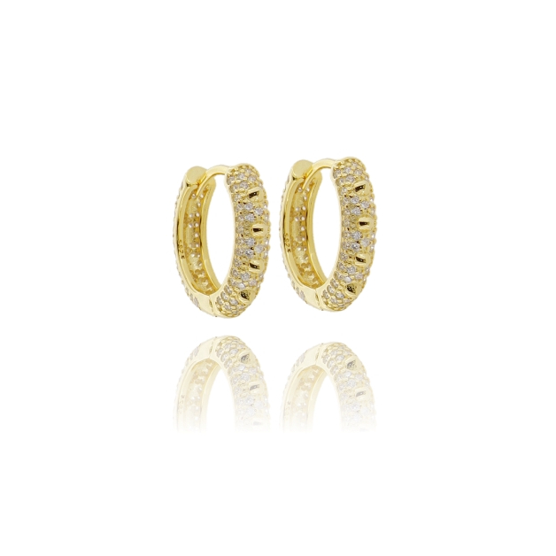 ORECCHINI A CERCHIO DIAMANTATI 14 IN ARGENTO TIT 925 E ZIRCONI