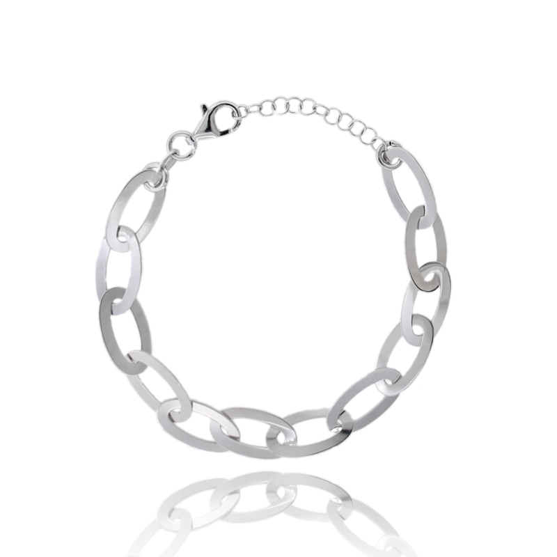 BRACCIALE FORZATINA A LASTRA IN ARGENTO RODIATO TIT 925 CM 16 ESTENSIBILE A 19