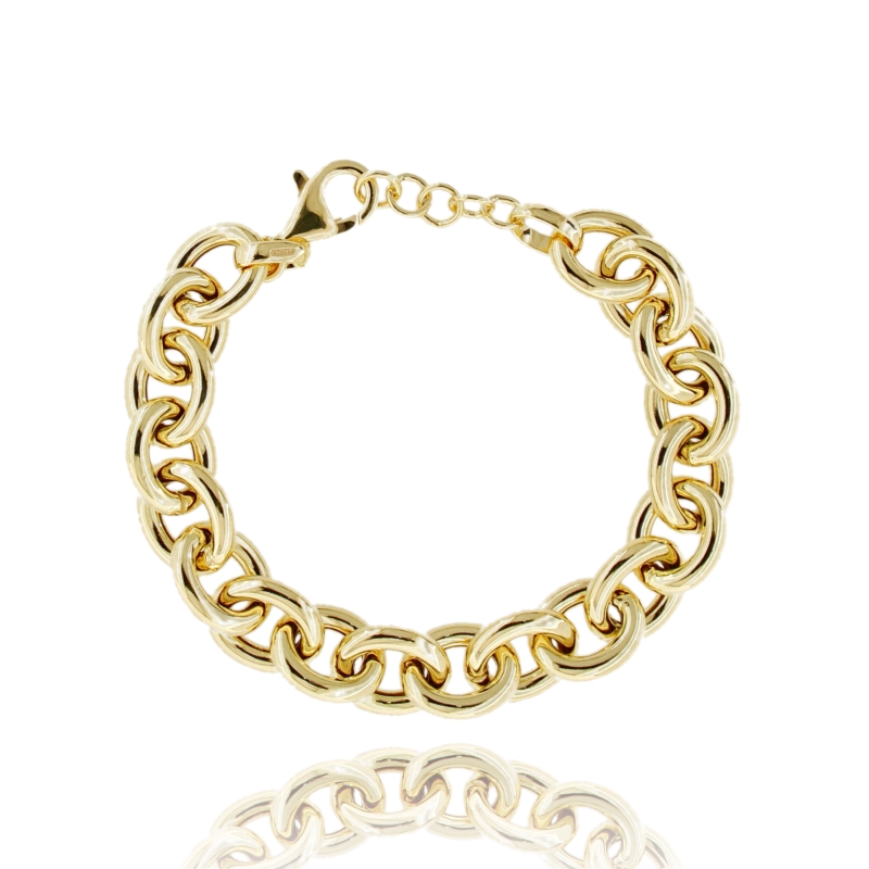 BRACCIALE FORZATINA MM 15X12 A CANNA TONDA MM 3 IN ARGENTO DORATO TIT 925 CM 19-21