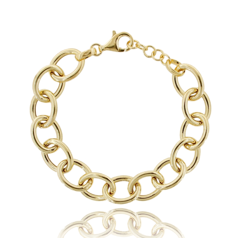 BRACCIALE FORZATINA MM 17X14 A CANNA TONDA MM 2.5 IN ARGENTO DORATO TIT 925 CM 19-21