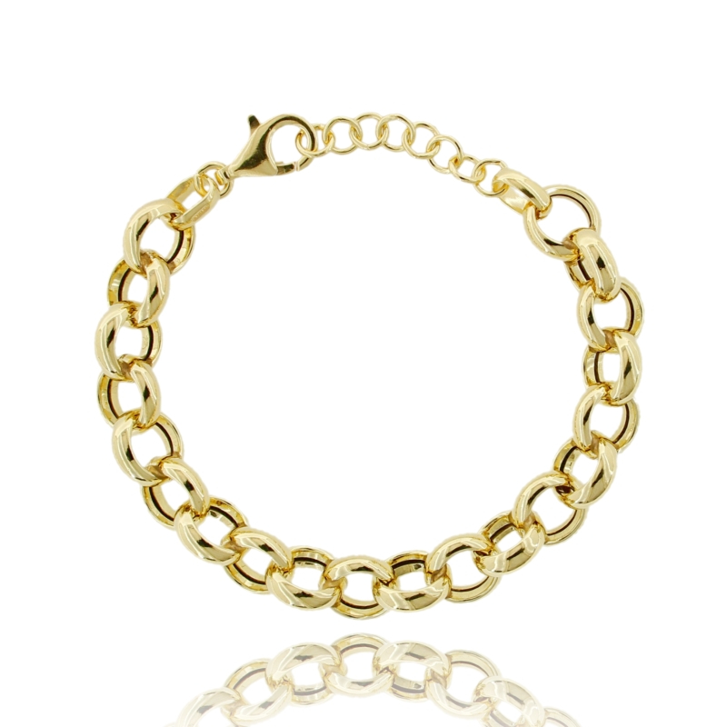 BRACCIALE ROLO' 12 MM 4 IN ARGENTO DORATO TIT 925 CM 19-21