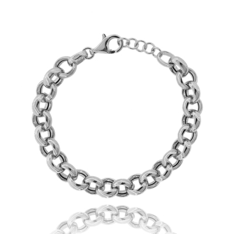 BRACCIALE ROLO' 10 MM 4 IN ARGENTO PLATINATO TIT 925 CM 19-21
