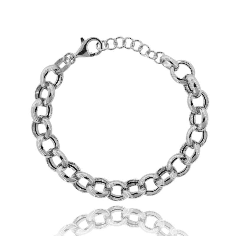 BRACCIALE ROLO' 12 MM 4 IN ARGENTO PLATINATO TIT 925 CM 19-21