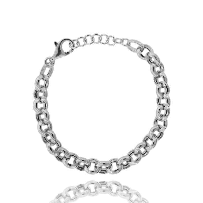 BRACCIALE ROLO' 10 MM 3 IN ARGENTO PLATINATO TIT 925 CM 19-21