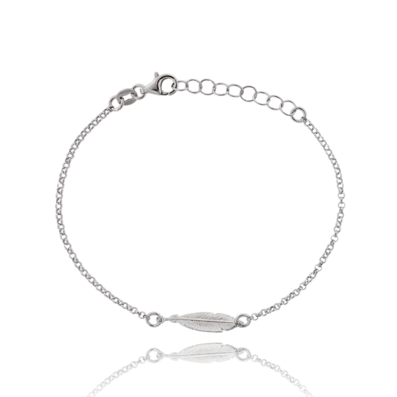 BRACCIALE ROLO CON PIUMA CENTRALE MM 20X5 IN ARGENTO PLATINATO TIT 925‰ CM 18-20