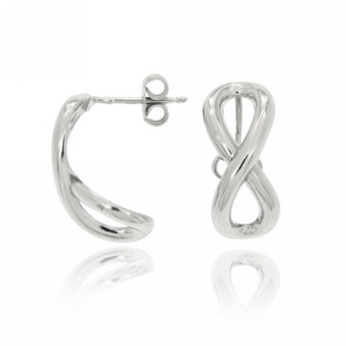 ORECCHINI INFINITO CONCAVO CON PERNO IN ARGENTO RODIATO 925‰
