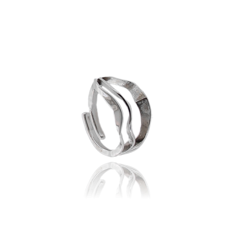 ANELLO ONDE IN ARGENTO RODIATO TIT 925 MISURA REGOLABILE