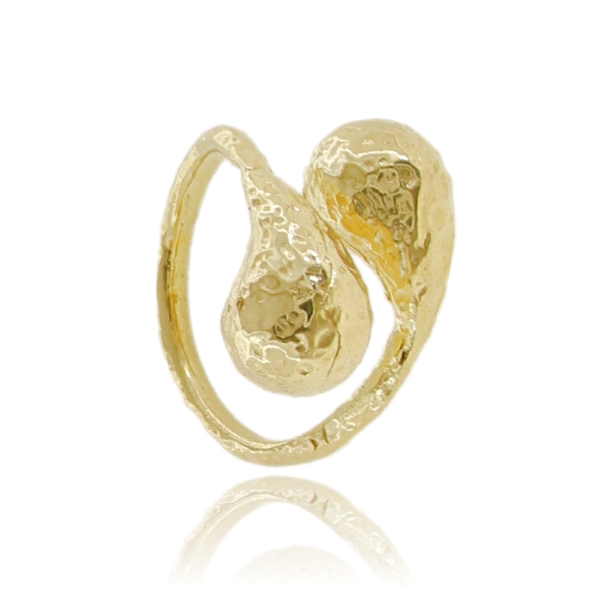 ANELLO GOCCE CONTRARIE IN ARGENTO MARTELLATO TIT 925 MISURA REGOLABILE