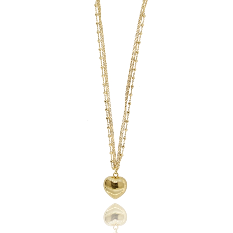 COLLANA MULTIFILO CON CUORE IN ARGENTO TIT 925‰ CM 40-45