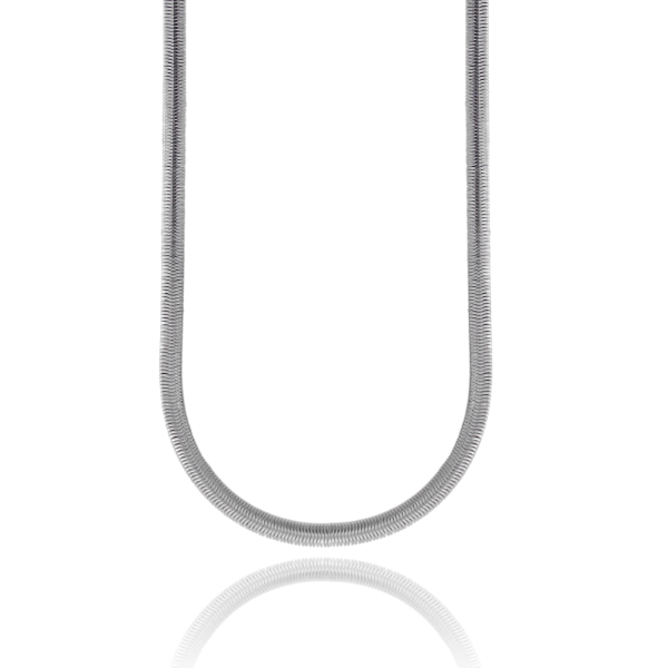 COLLANA CODA DI TOPO SCHIACCIATA IN ACCIAIO