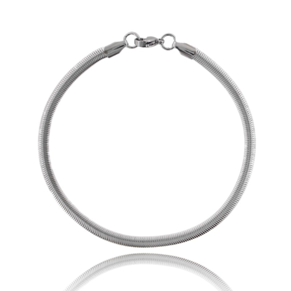 BRACCIALE CODA DI TOPO SCHIACCIATA IN ACCIAIO CM 21
