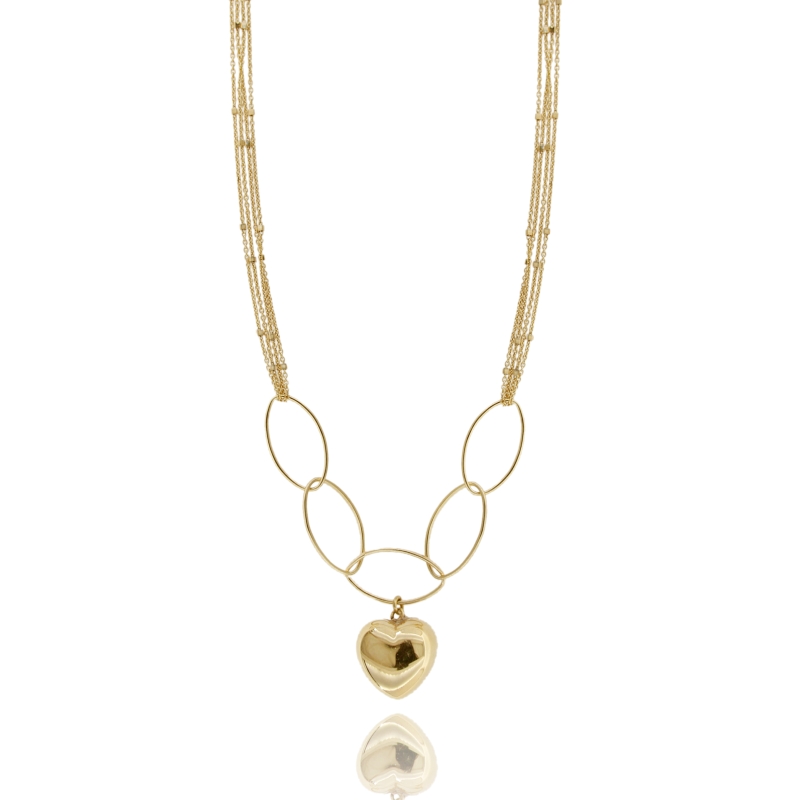 COLLANA MULTIFILO CON CUORE IN ARGENTO TIT 925‰ CM 40-45