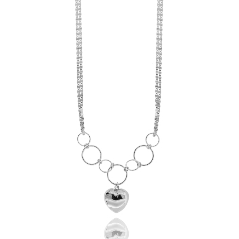 COLLANA BISMAK CON CUORE IN ARGENTO TIT 925‰ CM 40-45
