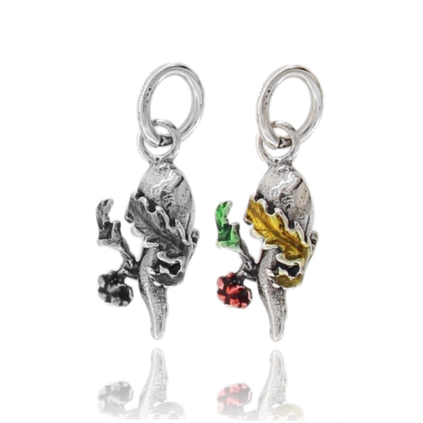 CIONDOLO ASSO DI BASTONI IN ARGENTO BRUNITO TIT 800