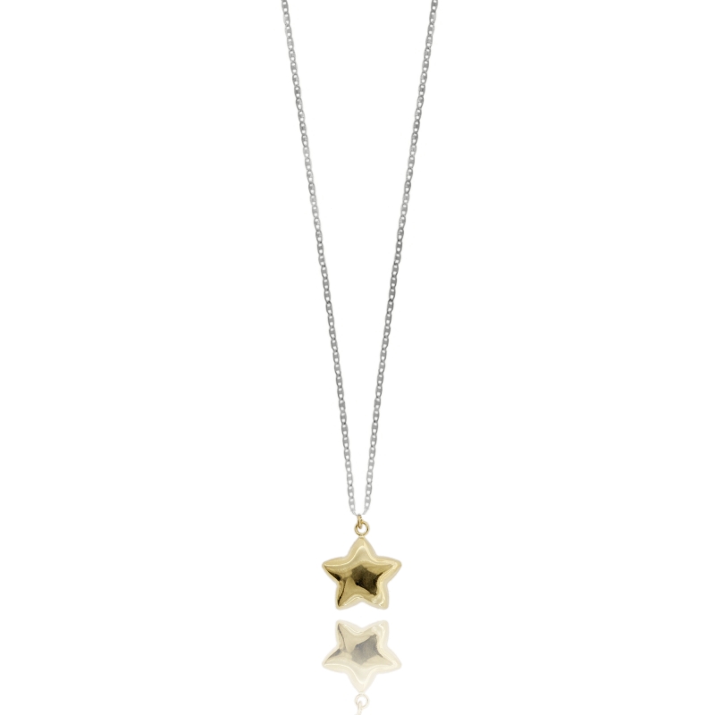 COLLANA FORZATINA CON STELLA IN ARGENTO RODIATO E DORATO TIT 925‰ CM 70
