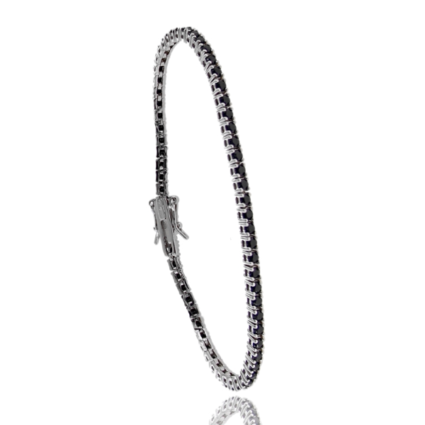 BRACCIALE TENNIS 4 GRIFFE CON ZIRCONI NERI IN ARGENTO TIT 925