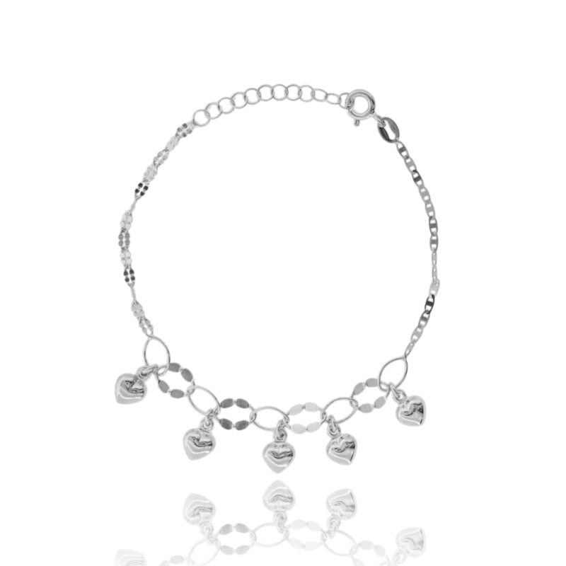 BRACCIALE CON CUORI IN ARGENTO TIT 925‰ CM 17-19