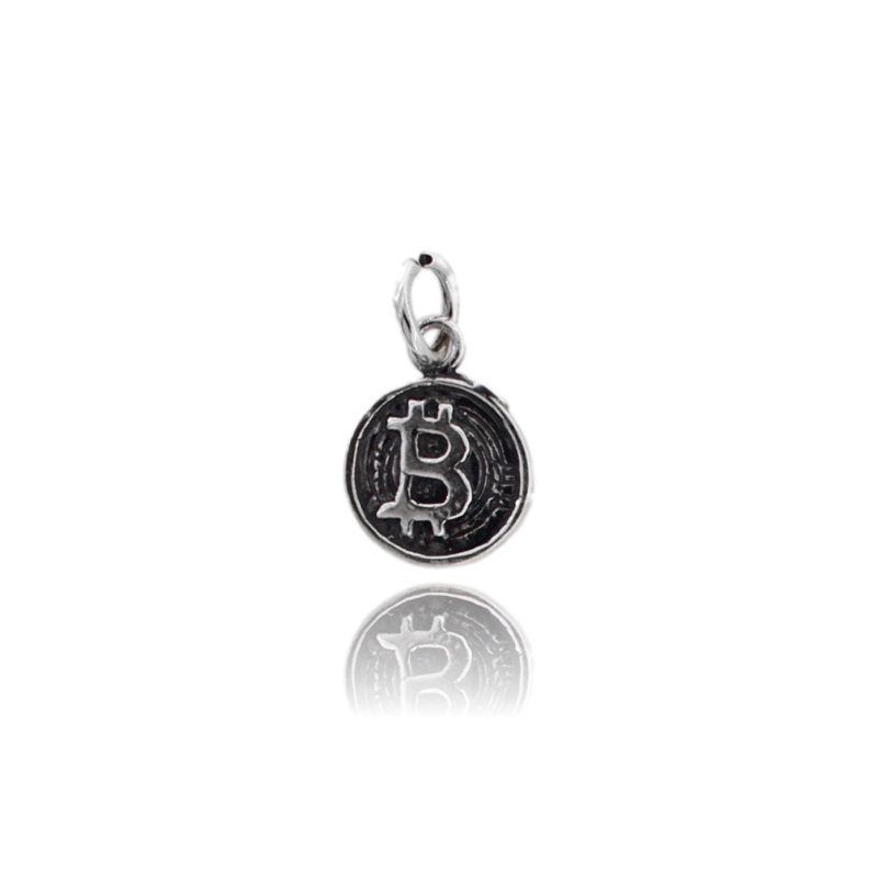 CIONDOLO BITCOIN MM 14 IN ARGENTO MICROFUSO BRUNITO TIT 800‰