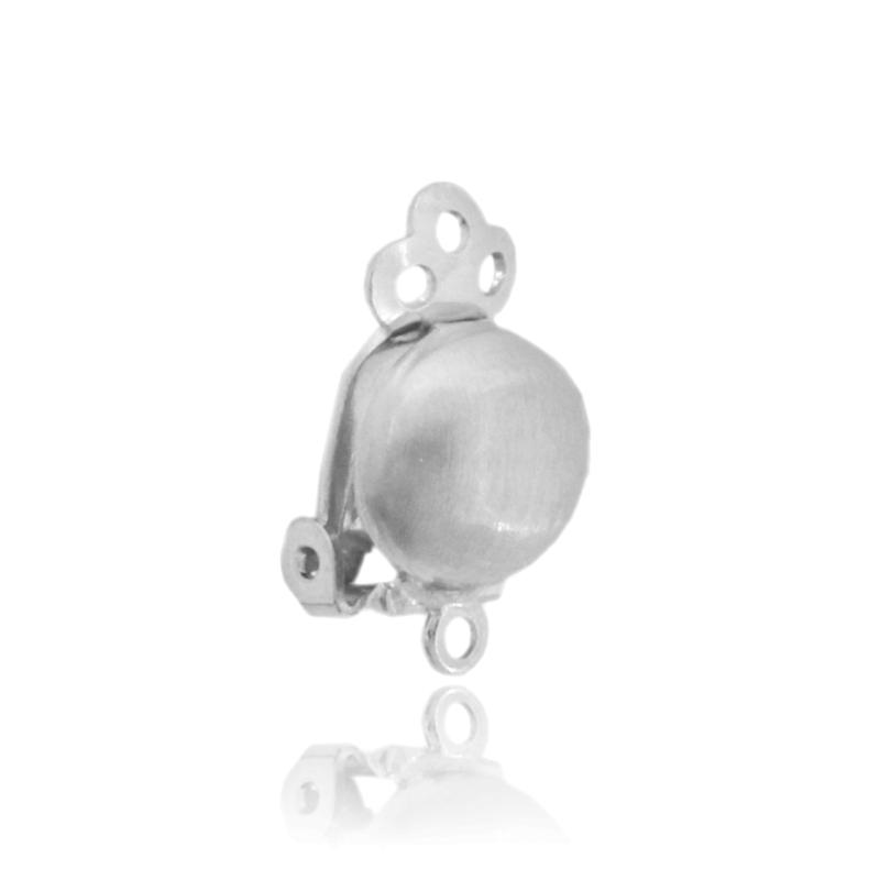 ATTACCO CLICP PER ORECCHINI A BOTTONE 9 MM CON MAGLINA 2 COPPIE IN ARGENTO SATINATO E RODIATO TIT 925‰