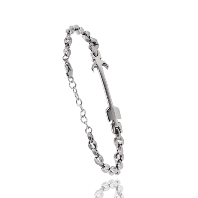 BRACCIALE CON ANCORA CENTRALE IN ACCIAIO CM 21
