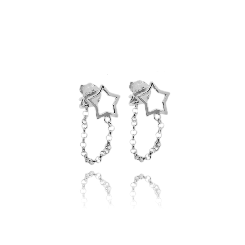 ORECCHINI STELLA CON ROLO' IN ARGENTO PLATINATO TIT 925