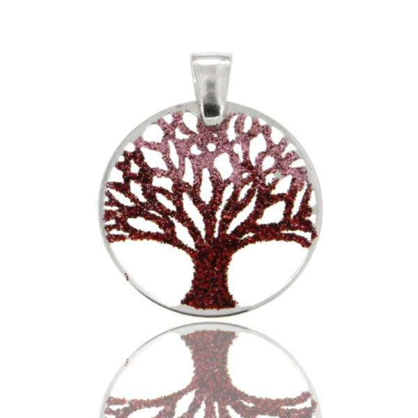 CIONDOLO ALBERO DELLA VITA MM 25 IN ARGENTO RODIATO TIT 925‰ E SMALTO GLITTER 