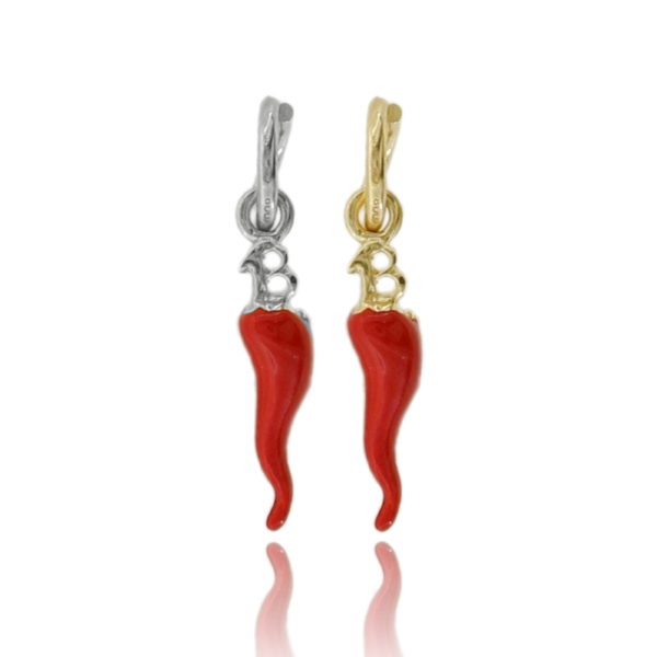 CIONDOLO CORNO MM 17 CON NUMERO 13 PZ 2 IN ARGENTO BRUNITO TIT 925 